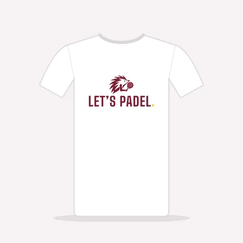 Weißes T-Shirt mit Igel und Let’s padel